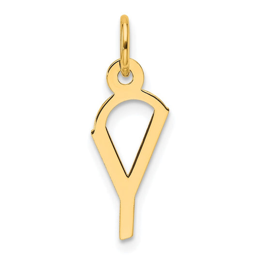 14K Yellow Gold  Slanted Block Letter Y Initial Charm