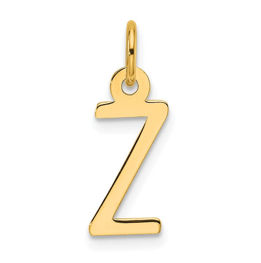 14K Yellow Gold  Slanted Block Letter Z Initial Charm