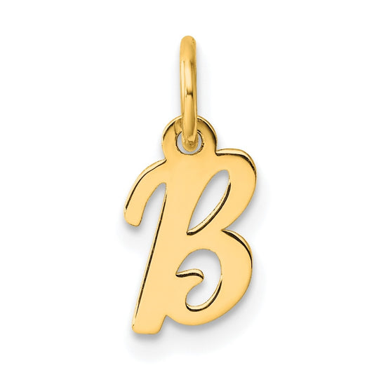 14K Yellow Gold Small Script Letter B Initial Charm