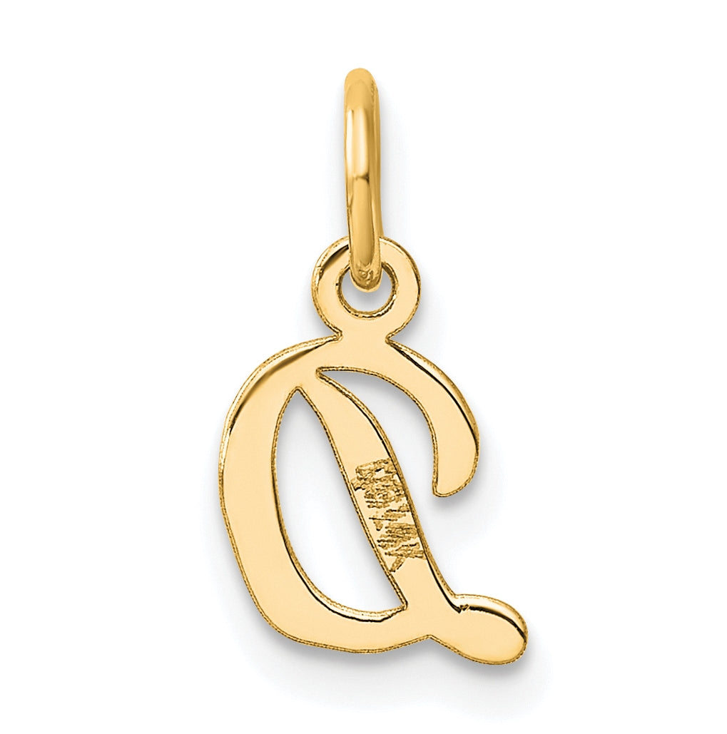 14K Yellow Gold Small Script Letter D Initial Charm