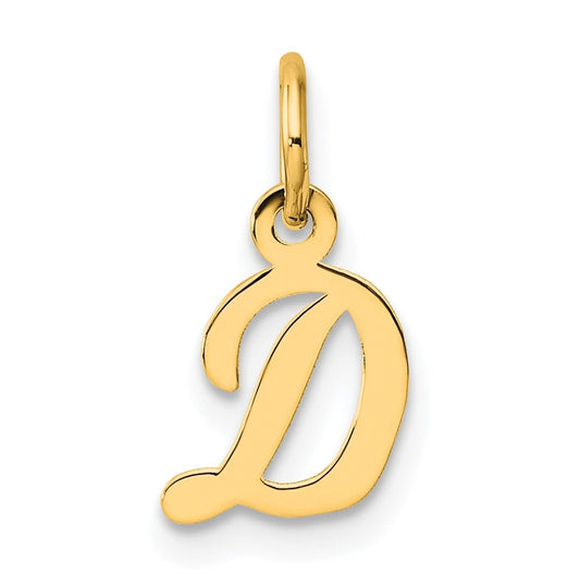 14K Yellow Gold Small Script Letter D Initial Charm