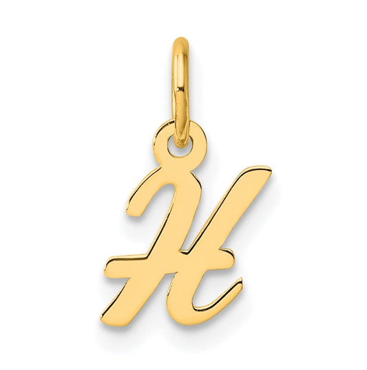14K Yellow Gold Small Script Letter H Initial Charm