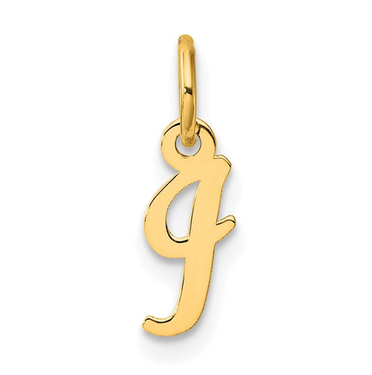 14K Yellow Gold Small Script Letter I Initial Charm