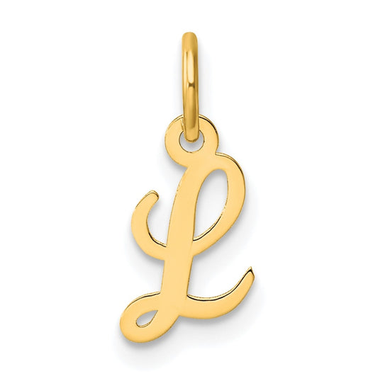 14K Yellow Gold Small Script Letter L Initial Charm