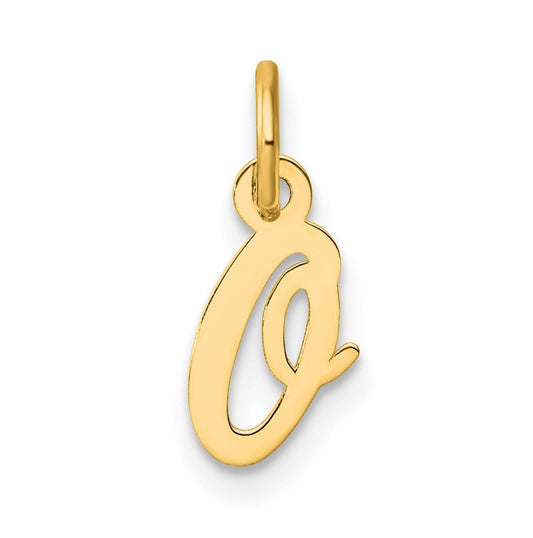 14K Yellow Gold Small Script Letter O Initial Charm
