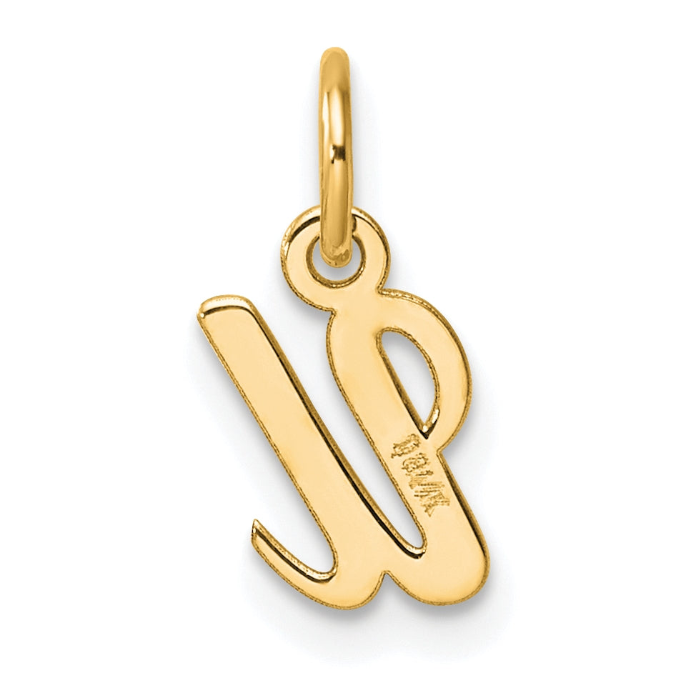 14K Yellow Gold Small Script Letter U Initial Charm