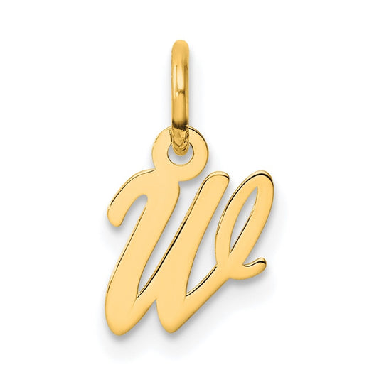 14K Yellow Gold Small Script Letter W Initial Charm