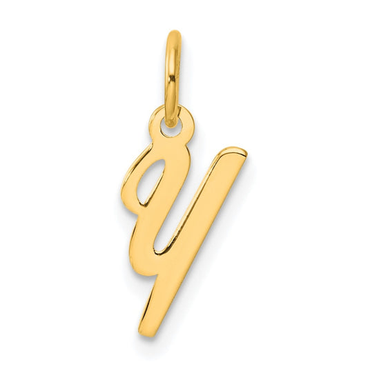 14K Yellow Gold Small Script Letter Y Initial Charm