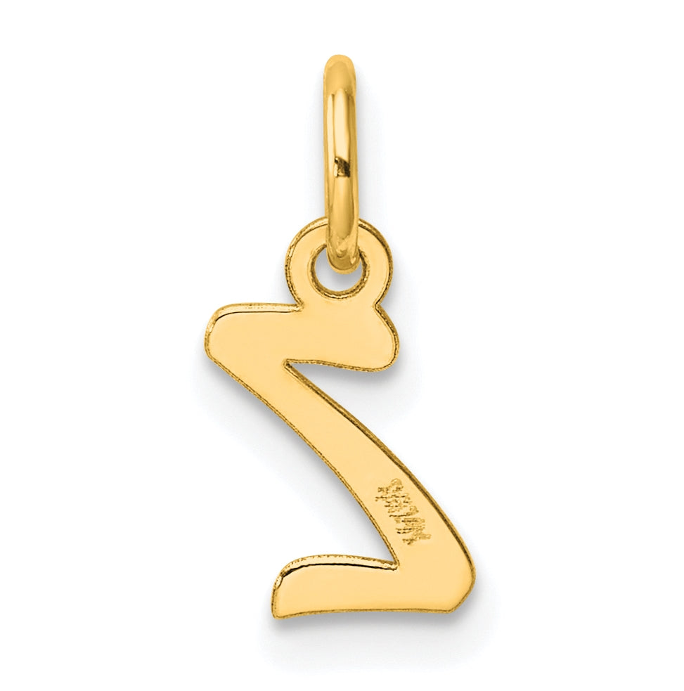 14K Yellow Gold Small Script Letter Z Initial Charm