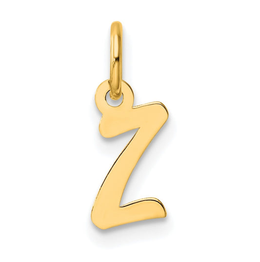 14K Yellow Gold Small Script Letter Z Initial Charm