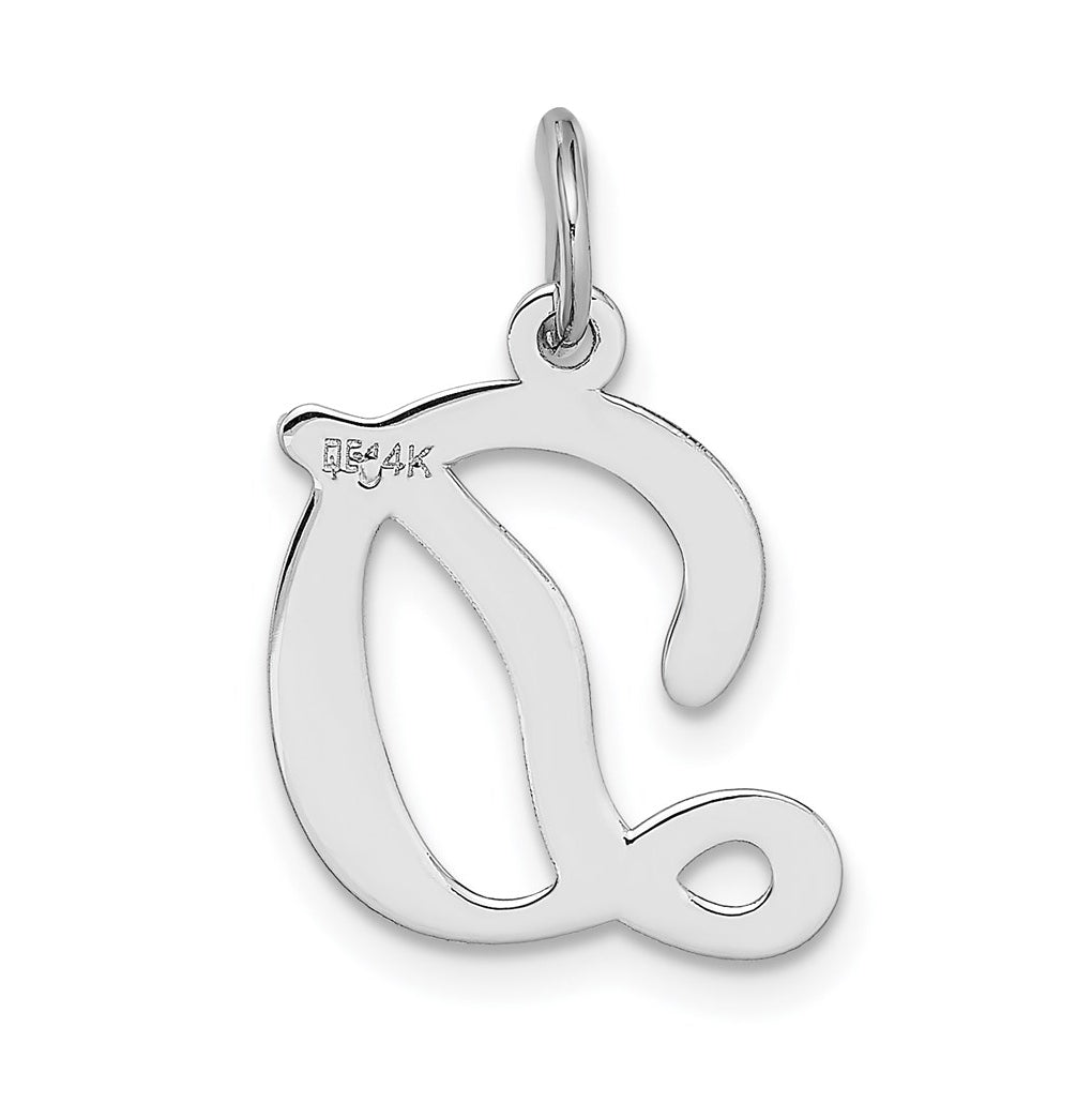 14K White Gold Script Letter Initial Charm – Elegant Jewelry Gift for Birthday, Anniversary, Engagement, Wedding
