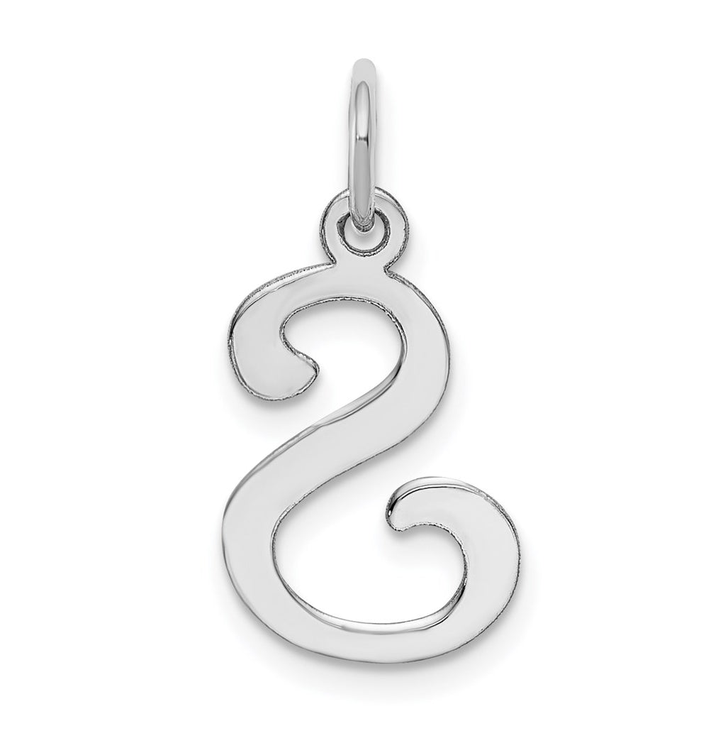 14K White Gold Script Letter Initial Charm – Elegant Jewelry Gift for Birthday, Anniversary, Engagement, Wedding