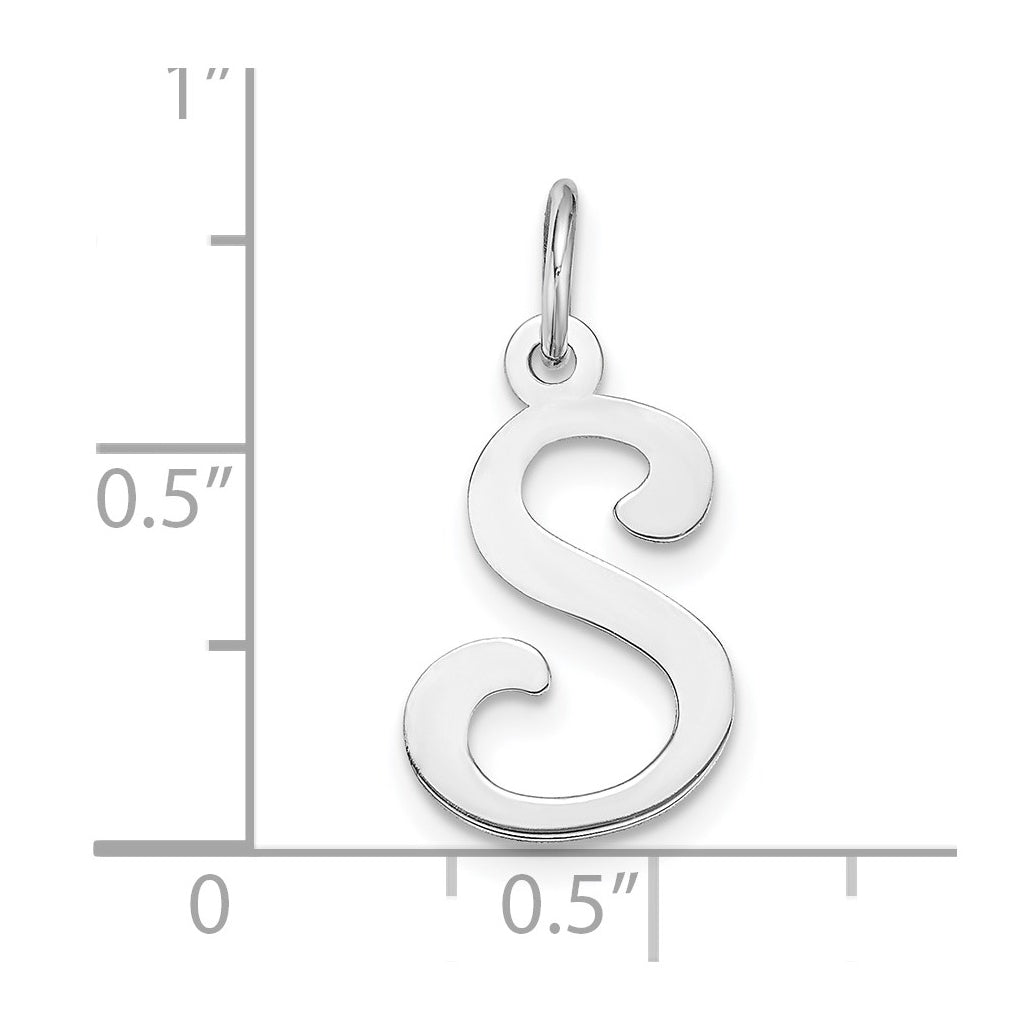 14K White Gold Script Letter Initial Charm – Elegant Jewelry Gift for Birthday, Anniversary, Engagement, Wedding
