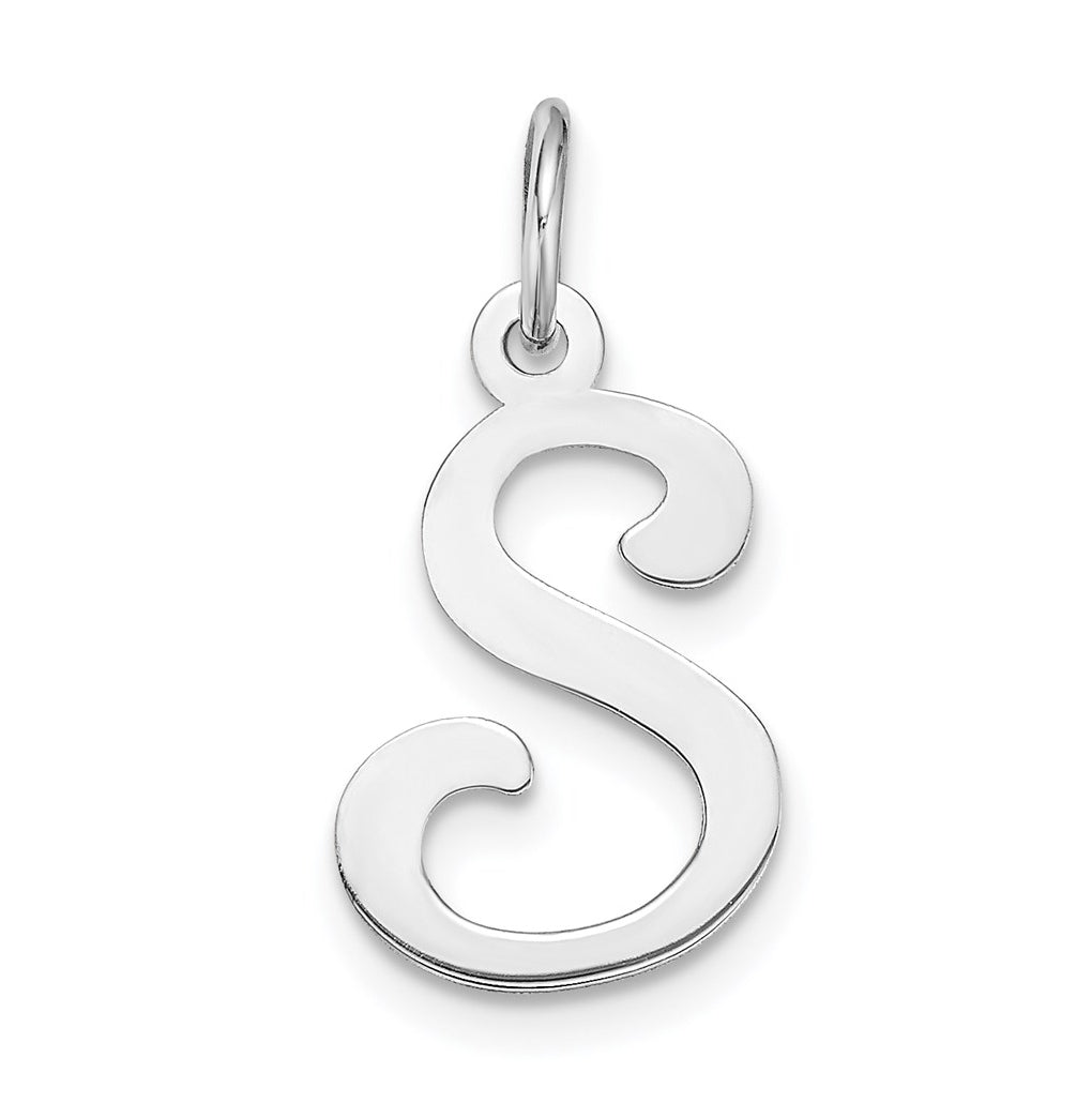 14K White Gold Script Letter Initial Charm – Elegant Jewelry Gift for Birthday, Anniversary, Engagement, Wedding