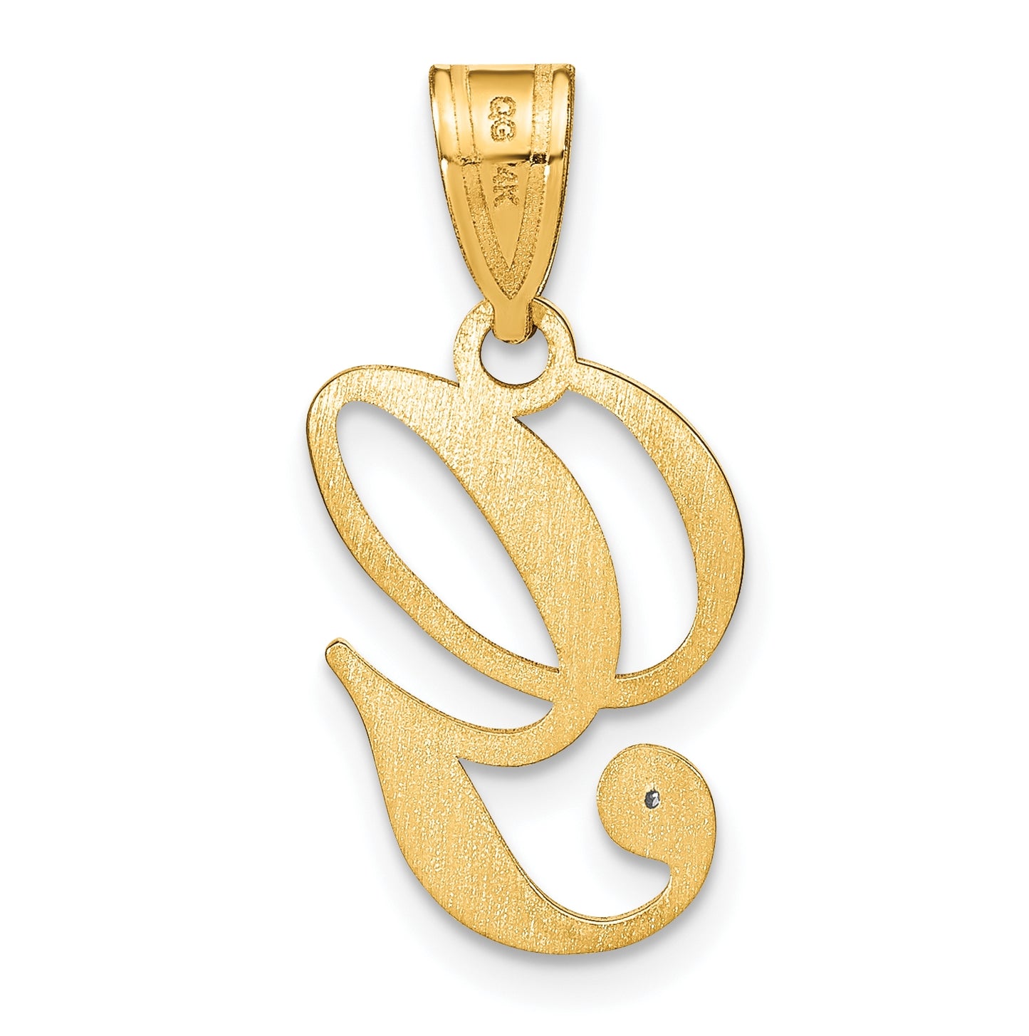 14K Yellow Gold Script Letter G Initial Pendant with Diamond