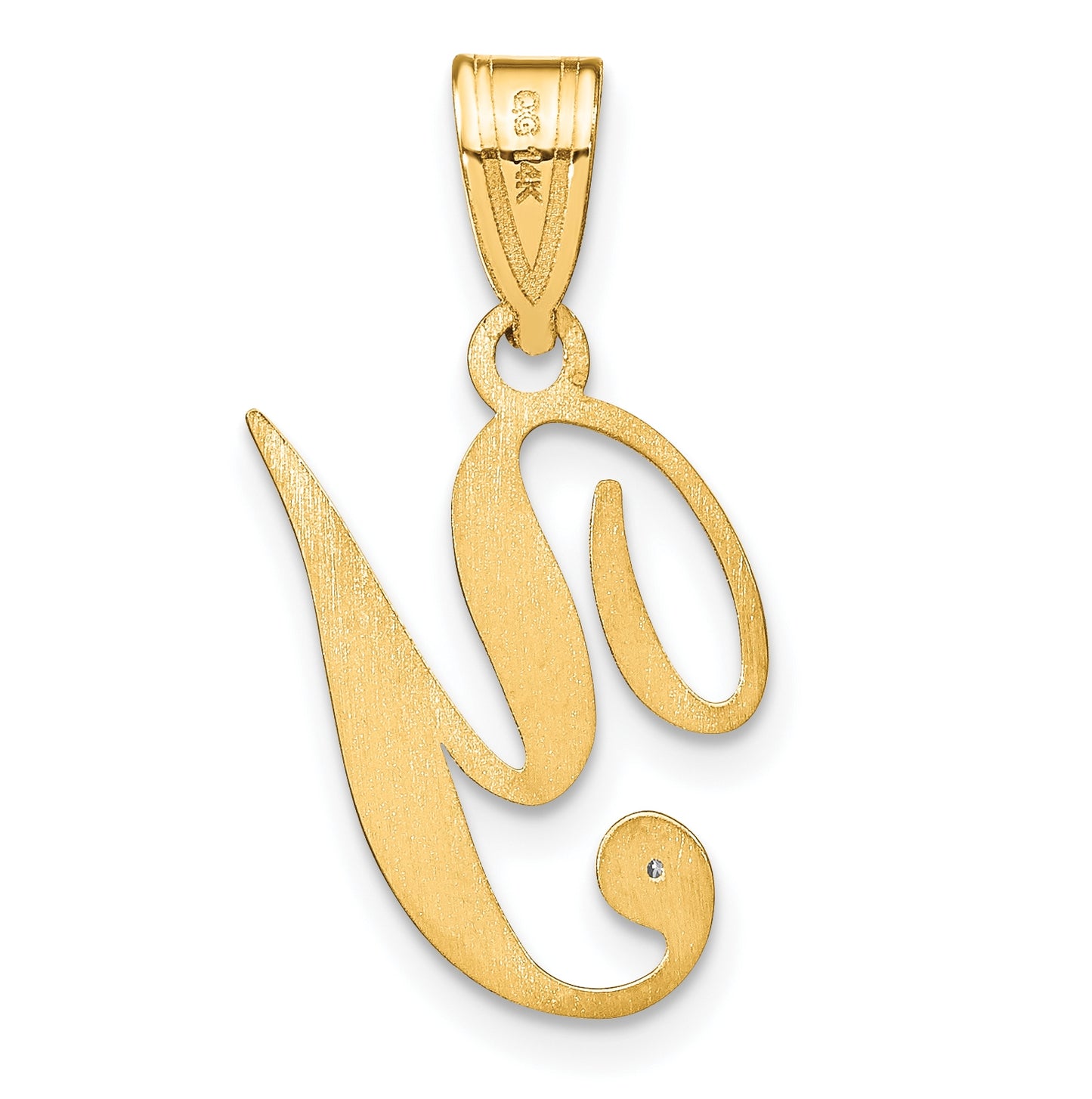 14K Yellow Gold Script Letter Y Initial Pendant with Diamond
