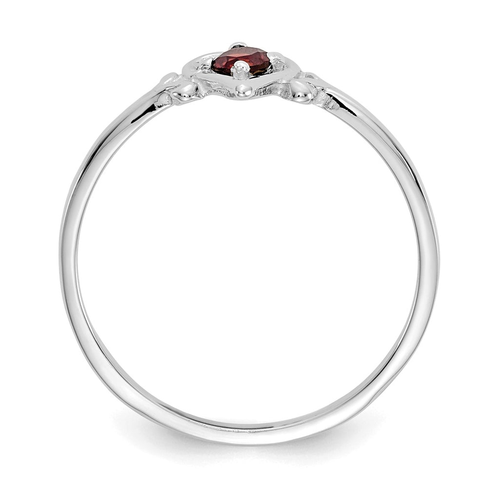 14K White Gold Garnet Birthstone Heart Ring – Elegant Jewelry Gift for Birthday, Anniversary, Engagement, Wedding