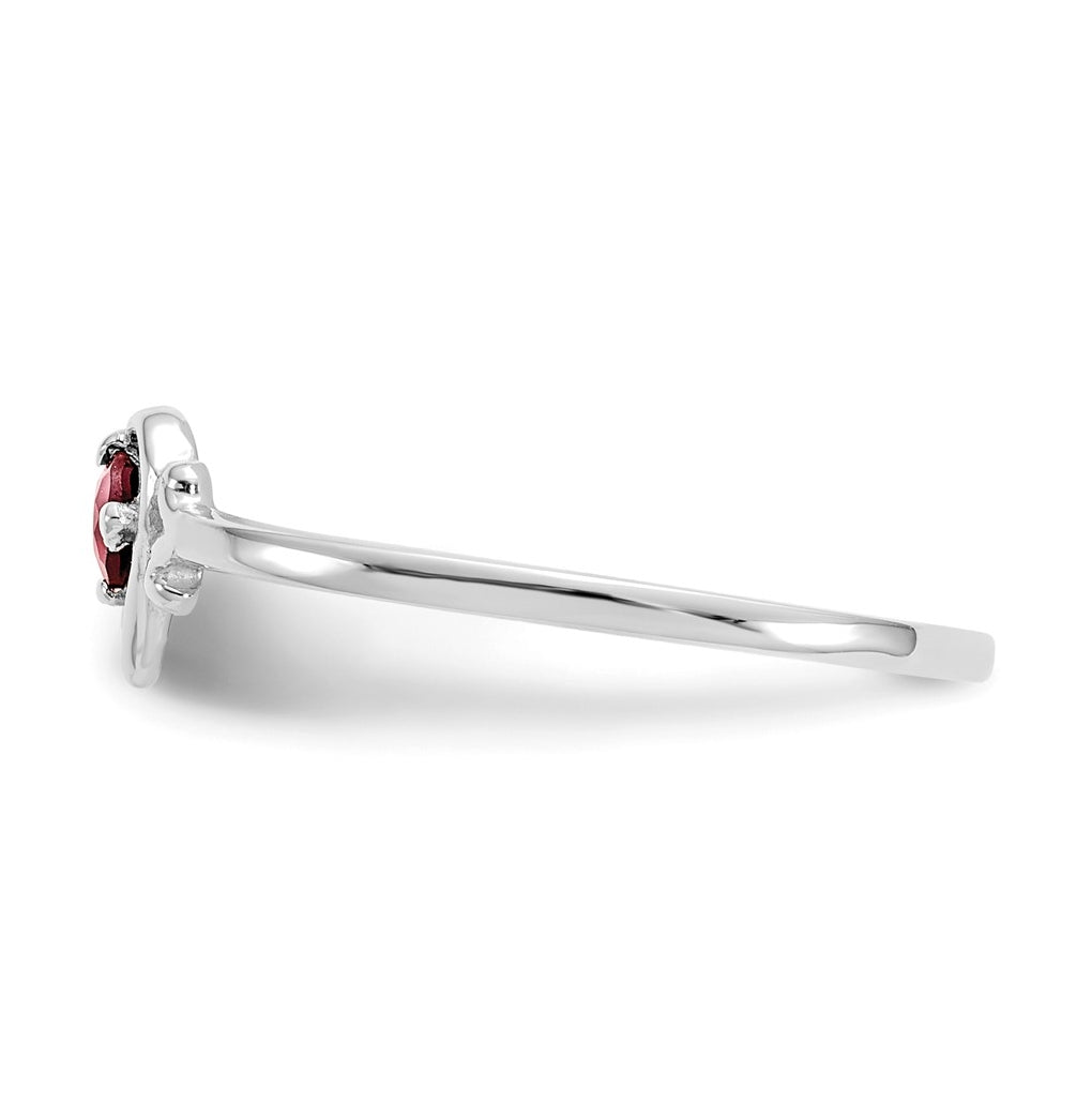 14K White Gold Garnet Birthstone Heart Ring – Elegant Jewelry Gift for Birthday, Anniversary, Engagement, Wedding