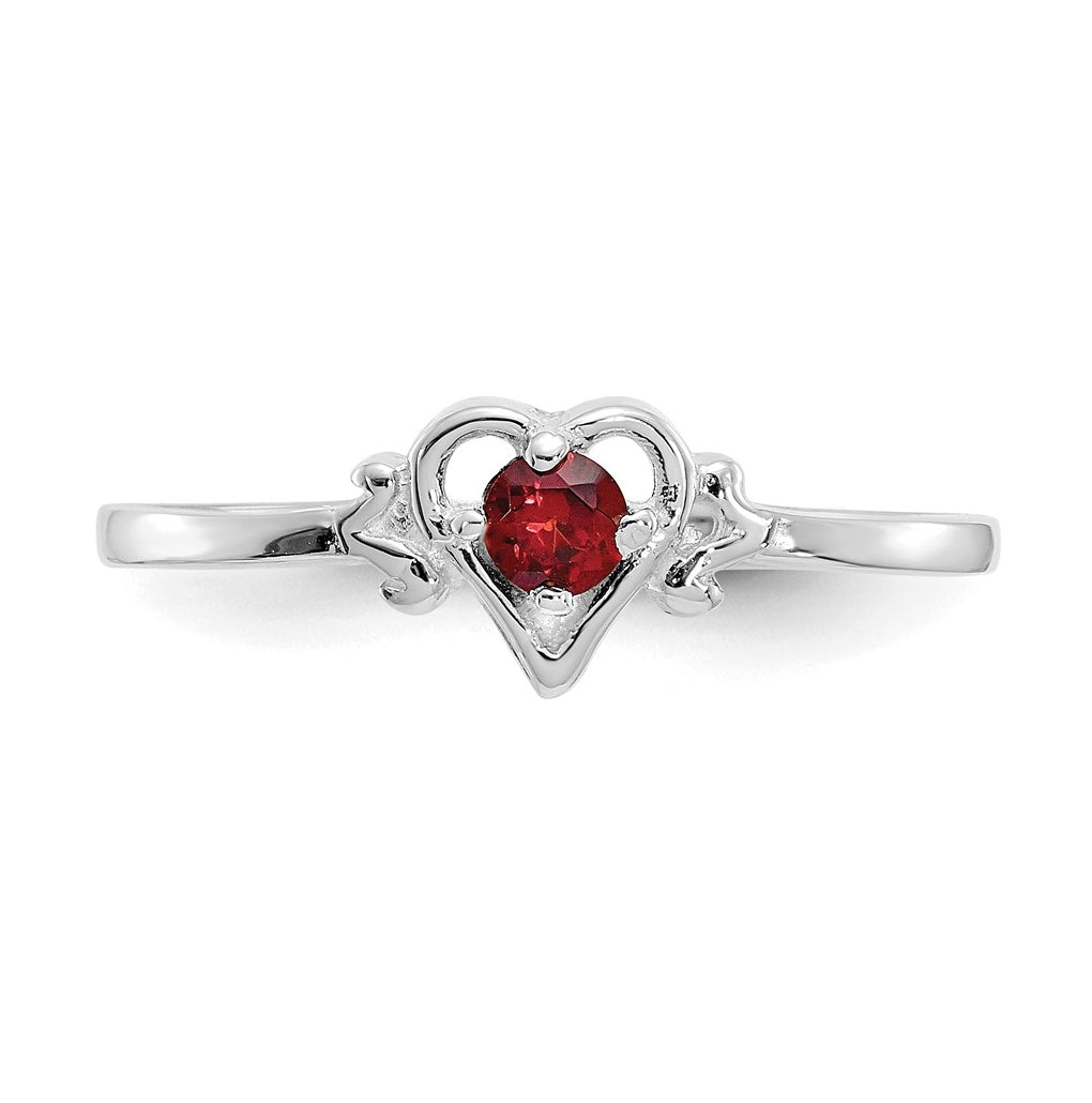 14K White Gold Garnet Birthstone Heart Ring – Elegant Jewelry Gift for Birthday, Anniversary, Engagement, Wedding