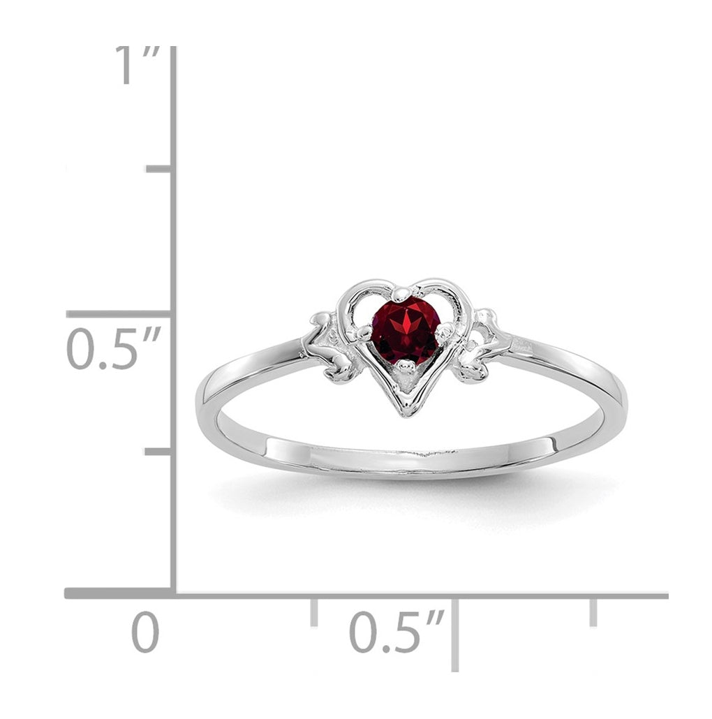 14K White Gold Garnet Birthstone Heart Ring – Elegant Jewelry Gift for Birthday, Anniversary, Engagement, Wedding