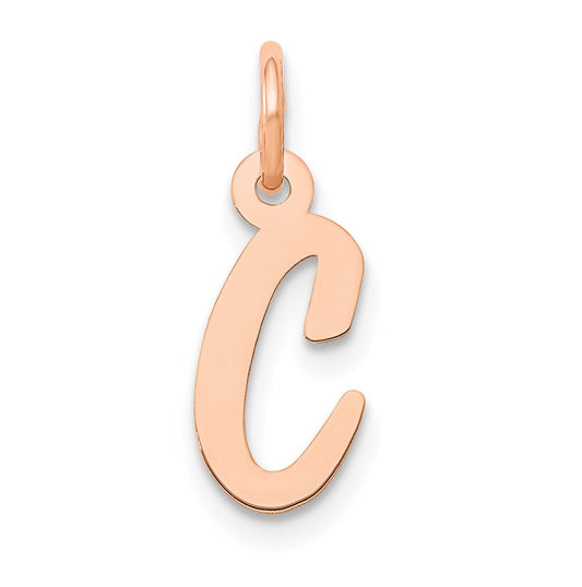 14k Rose Gold Small Script Letter C Initial Charm