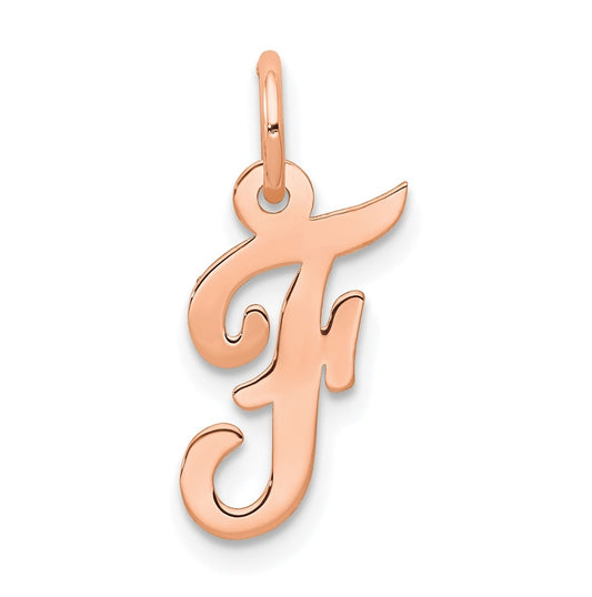 14k Rose Gold Small Script Letter F Initial Charm