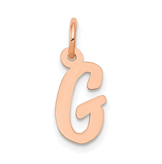 14k Rose Gold Small Script Letter G Initial Charm