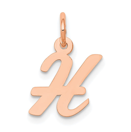 14k Rose Gold Small Script Letter H Initial Charm