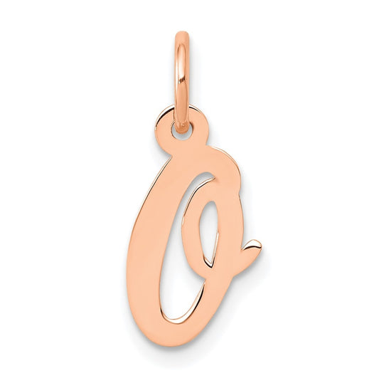 14k Rose Gold Small Script Letter O Initial Charm