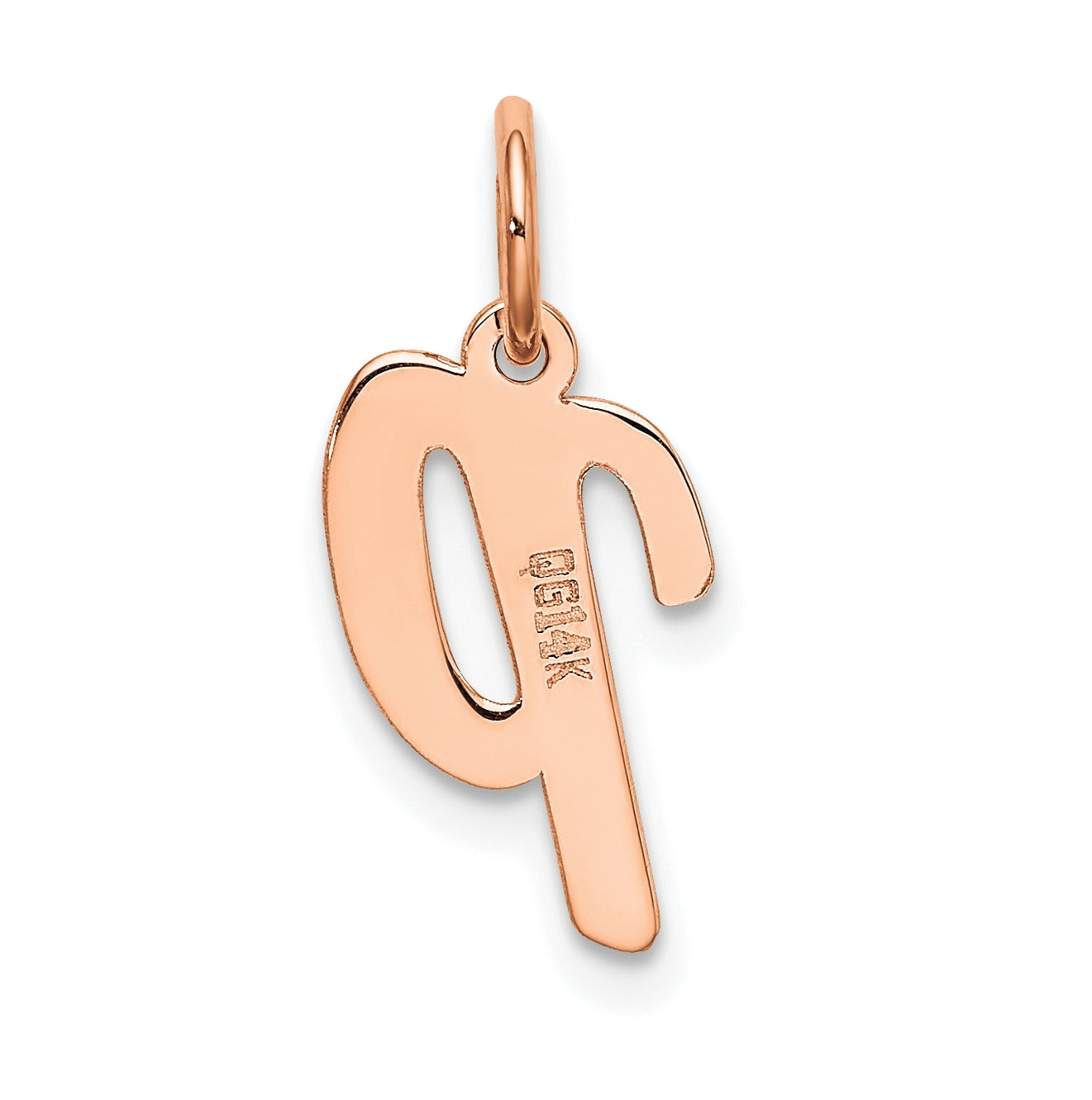 14k Rose Gold Small Script Letter P Initial Charm