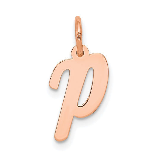 14k Rose Gold Small Script Letter P Initial Charm