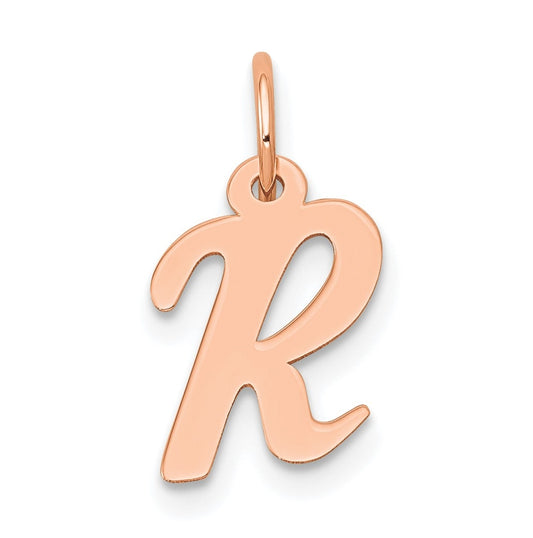 14k Rose Gold Small Script Letter R Initial Charm