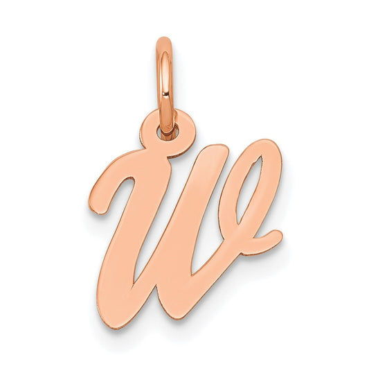 14k Rose Gold Small Script Letter W Initial Charm