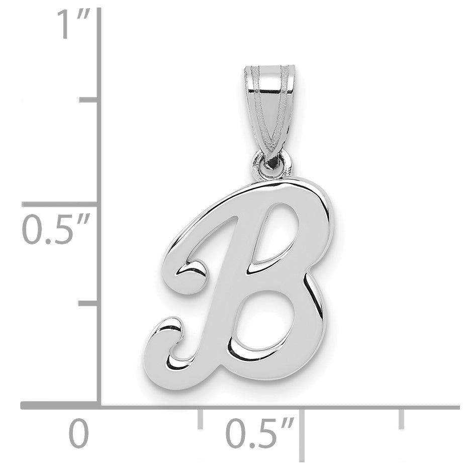 14KW White Gold Script Letter B Initial  Pendant