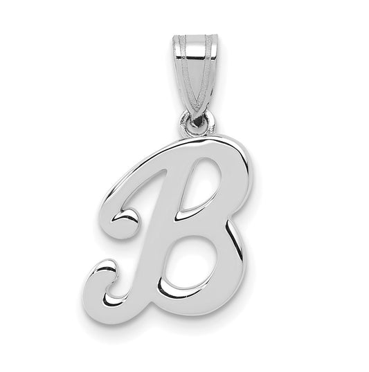 14KW White Gold Script Letter B Initial  Pendant