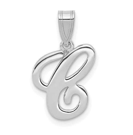 14KW White Gold Script Letter C Initial  Pendant