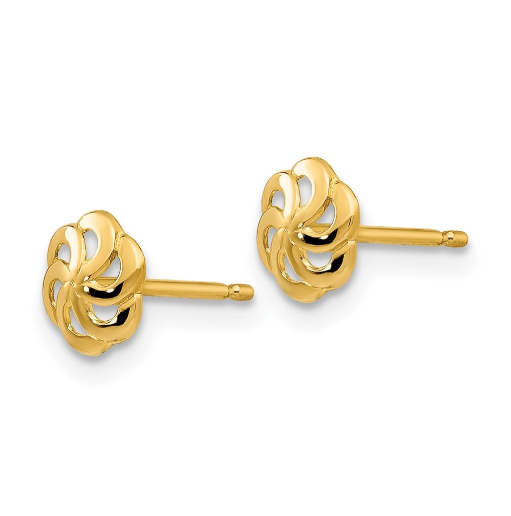 14K Yellow Gold Polished Flower Post Earrings – Elegant Jewelry Gift for Birthday, Anniversary, Engagement, Wedding