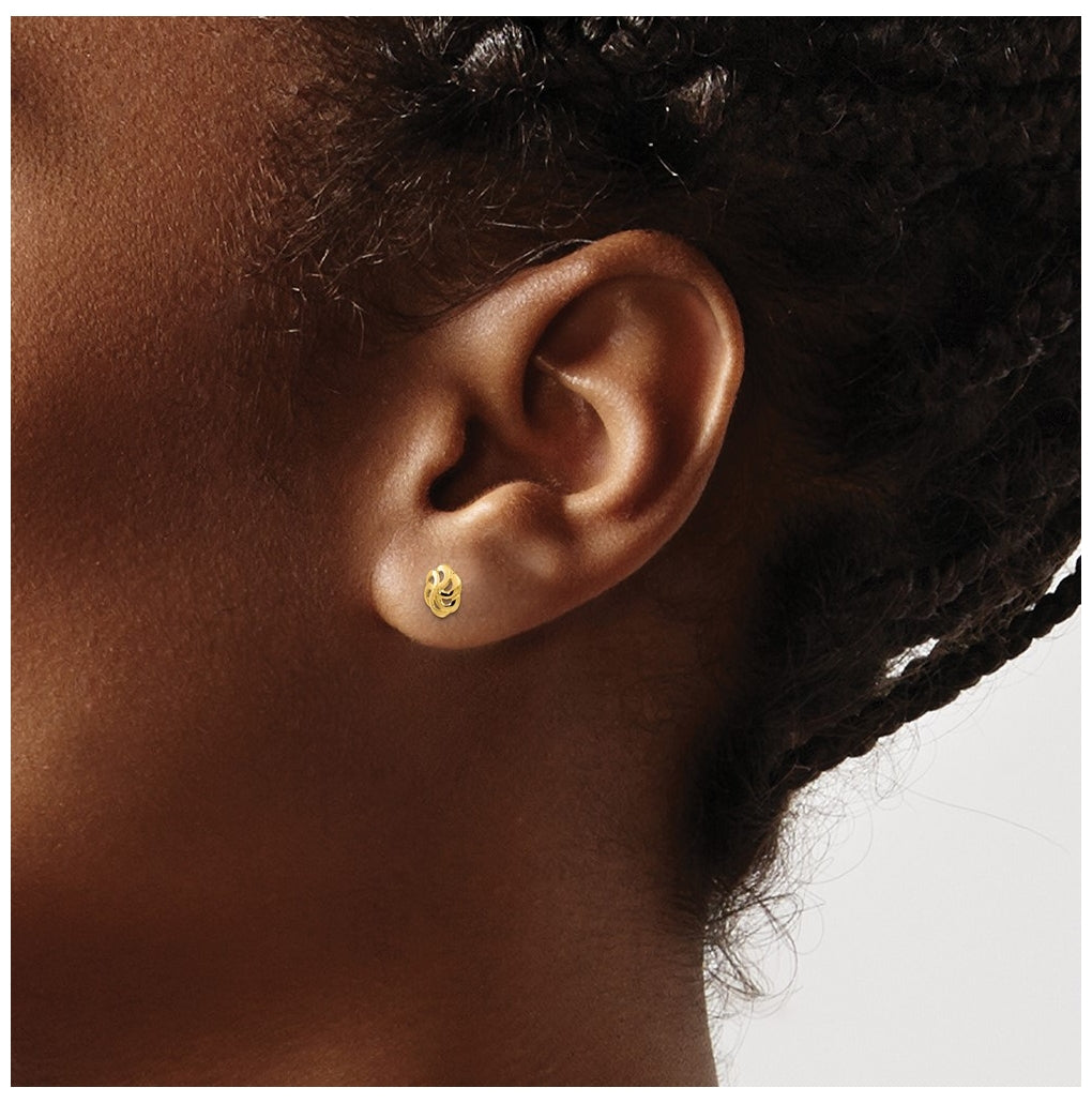 14K Yellow Gold Polished Flower Post Earrings – Elegant Jewelry Gift for Birthday, Anniversary, Engagement, Wedding