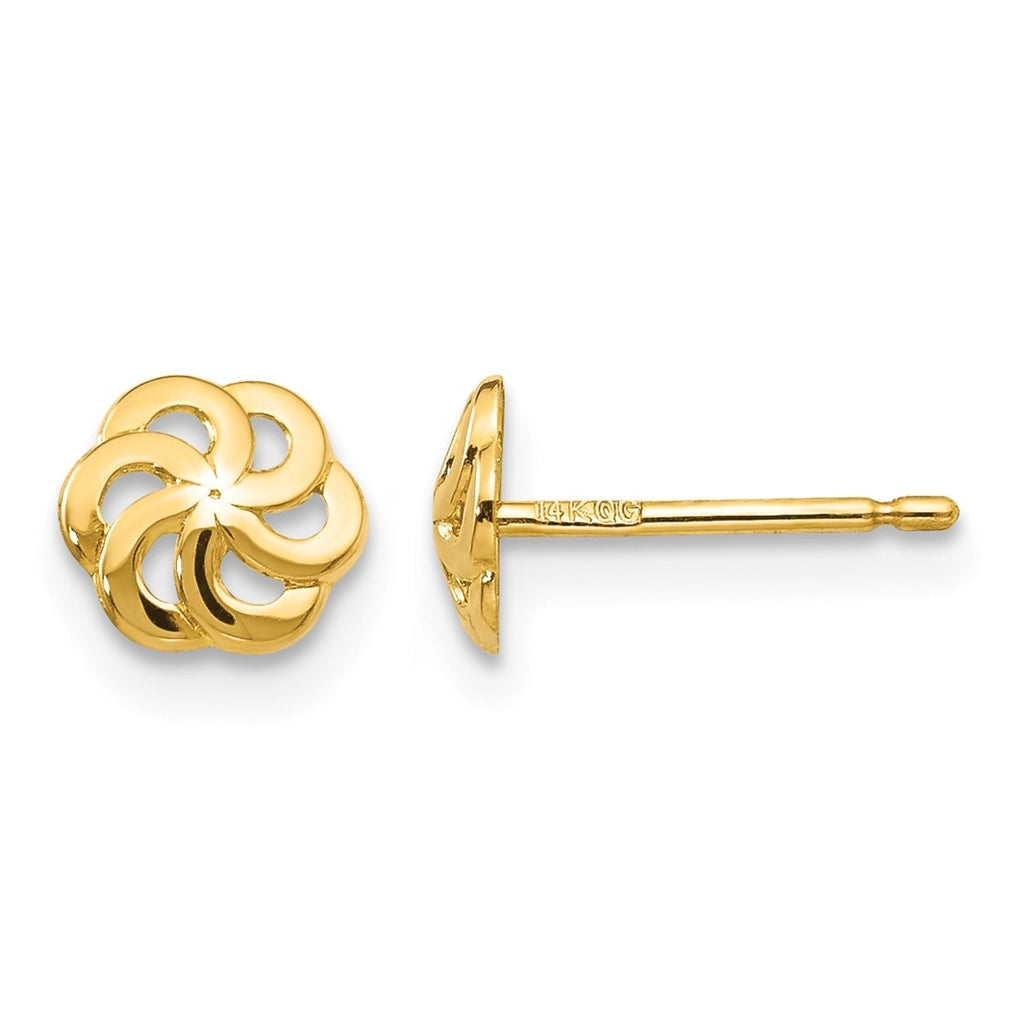 14K Yellow Gold Polished Flower Post Earrings – Elegant Jewelry Gift for Birthday, Anniversary, Engagement, Wedding