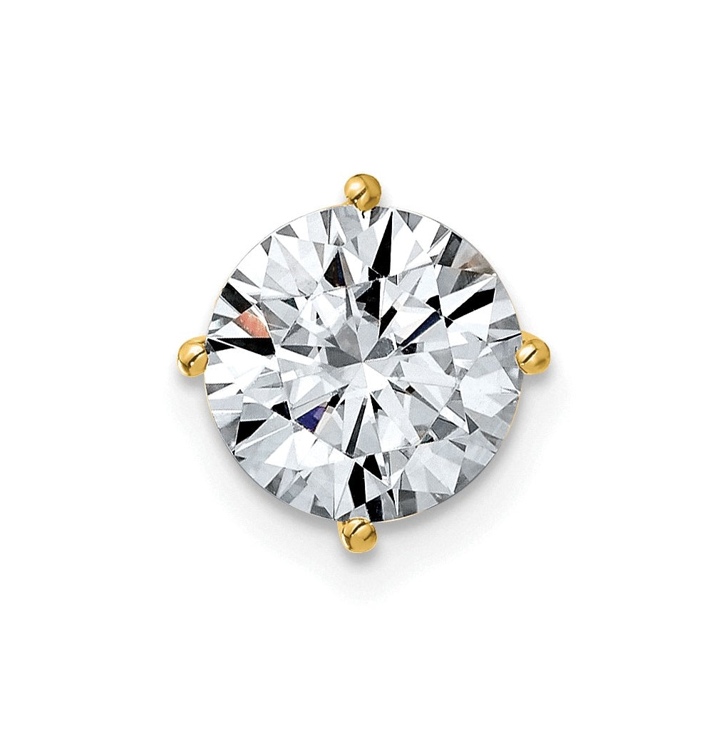 14K Yellow Gold 2ct. 8.0mm Round G H I True Light Moissanite Solitaire Chain Slide