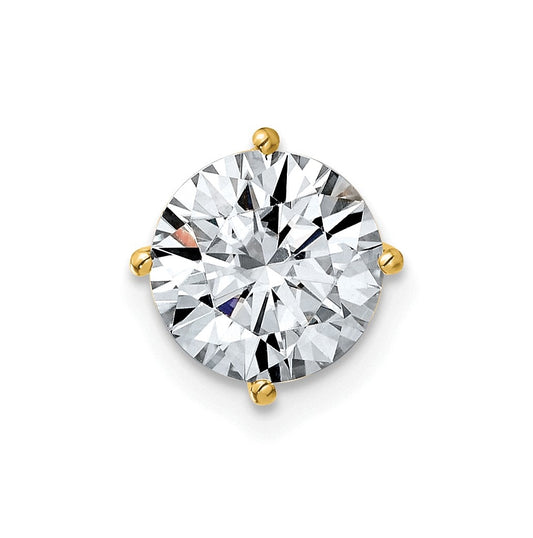 14K Yellow Gold 2ct. 8.0mm Round G H I True Light Moissanite Solitaire Chain Slide