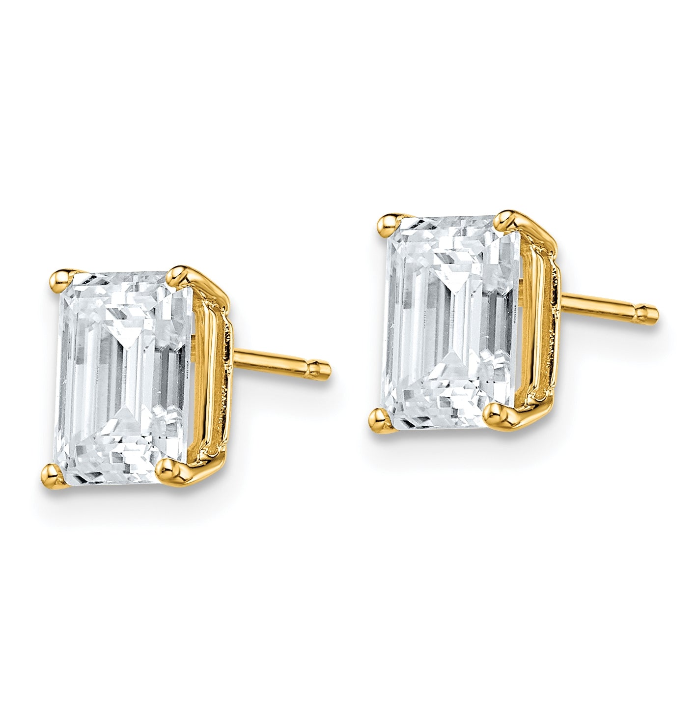 14K Yellow Gold 3.5ct. 8x6mm Emerald Moissanite Earrings