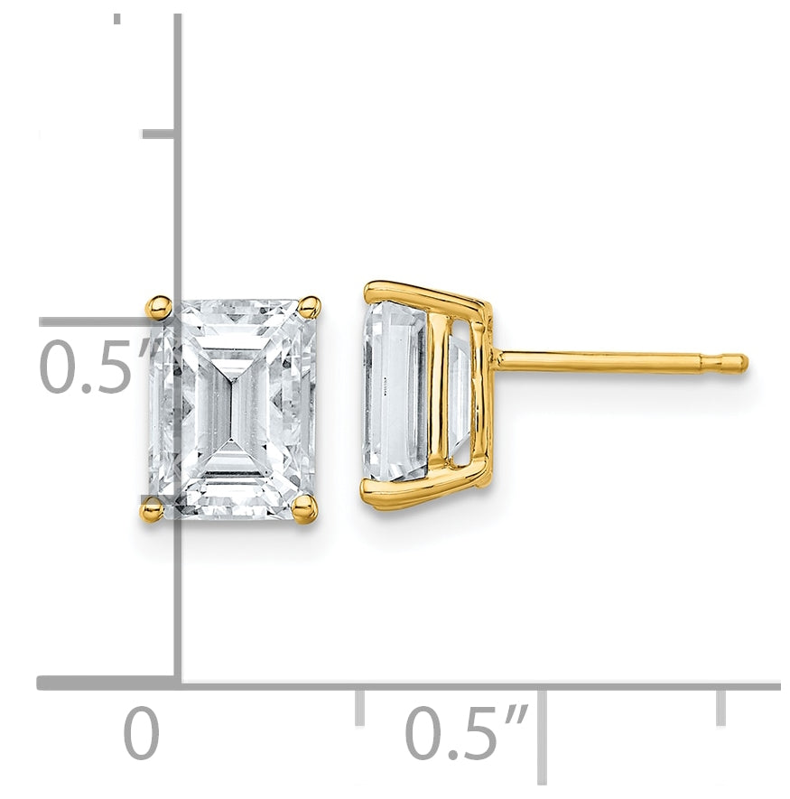 14K Yellow Gold 2.1ct. 7x5mm Emerald Moissanite Earrings