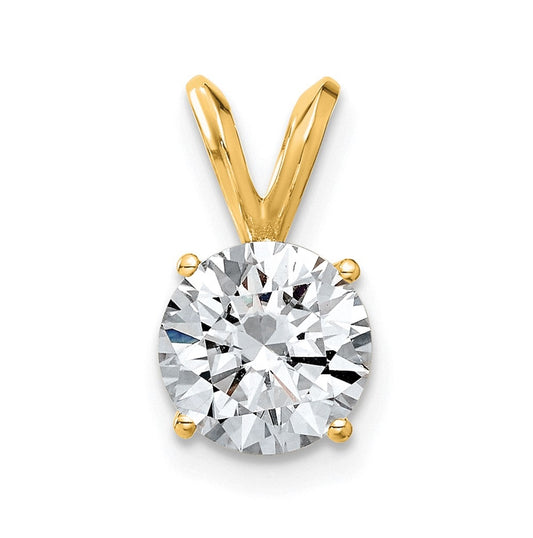 14K Yellow Gold 1.5ct. 7.5mm Round G H I True Light Moissanite Solitaire Pendant