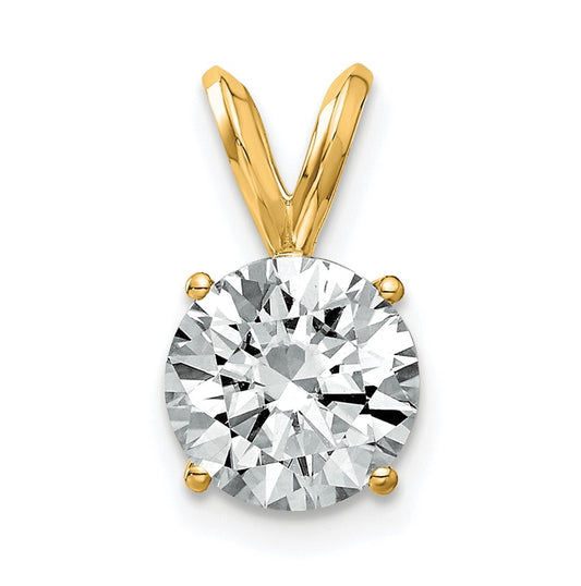 14K Yellow Gold 2ct. 8.0mm Round G H I True Light Moissanite Solitaire Pendant
