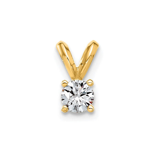 14K Yellow Gold 1/4ct. 4.0mm Round G H I True Light Moissanite Solitaire Pendant