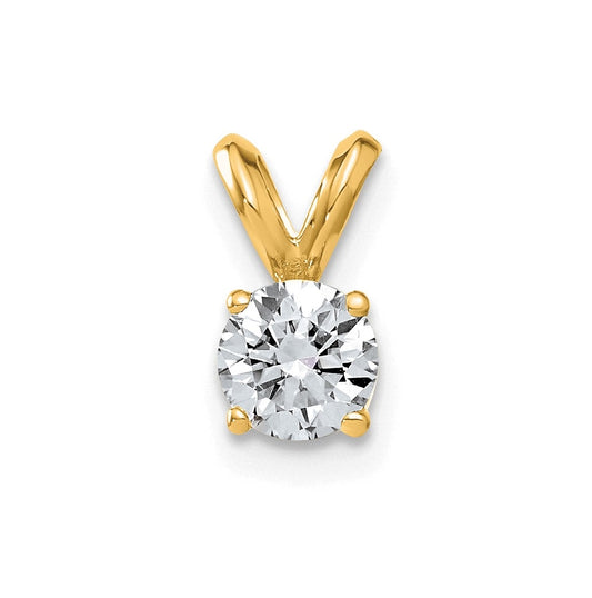 14K Yellow Gold 1/2ct. 5.0mm Round G H I True Light Moissanite Solitaire Pendant
