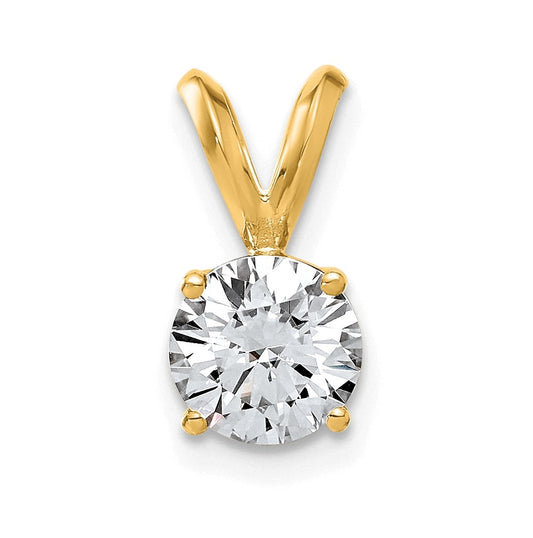 14K Yellow Gold 1ct. 6.5mm Round G H I True Light Moissanite Solitaire Pendant