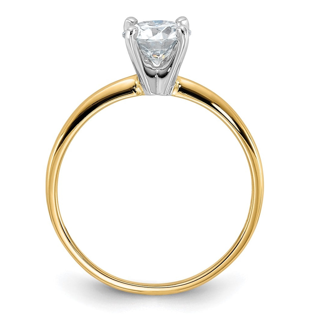 14k Two-tone 3/4 carat Certified Lab Grown Diamond VS/SI+ G+ Round Complete Solitaire Engagement Ring