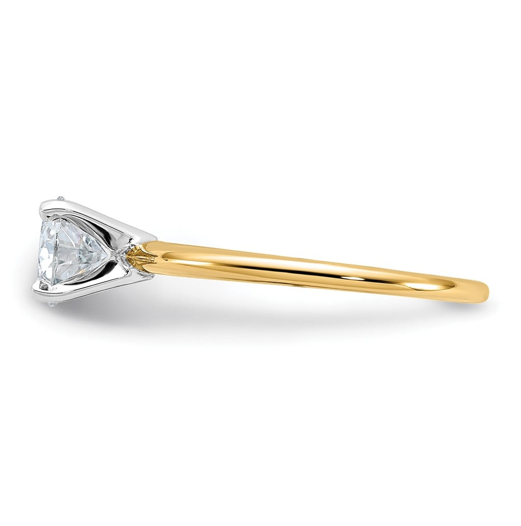 14k Two-tone 3/4 carat Certified Lab Grown Diamond VS+ F+ Round Complete Solitaire Engagement Ring